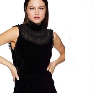 Kate Spade New York dress size 4 black Velvet, Lace Trim